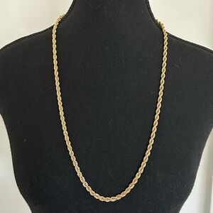 Elegant 30” Gold Tone Rope Chain Necklace